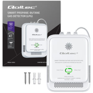 52652 - Qoltec Certyfikowany Czujnik wycieku gazu Propan-Butan | detektor LPG | alarm 85dB | LED